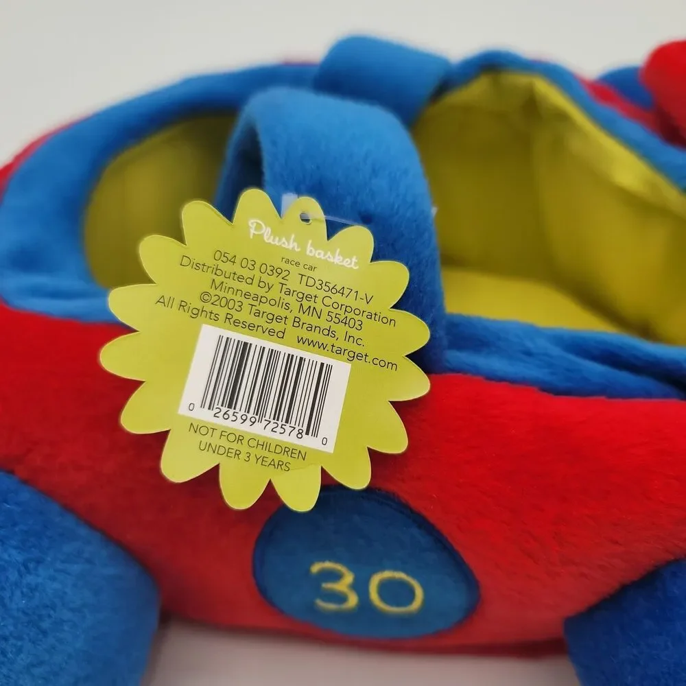 Vintage 90s Colorful Kids 13” Inch Racecar #30 Plush Easter Basket. New With Tag